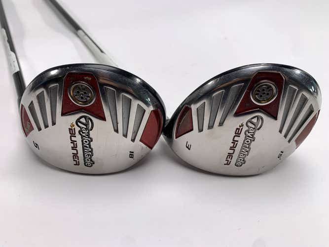 TaylorMade Burner Steel 2007 3 & 5 Fairway Wood Set 15* 18* REAX 50g Mens RH