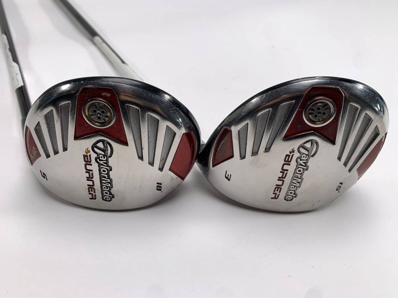 TaylorMade Burner Steel 2007 3 & 5 Fairway Wood Set 15* 18* REAX 50g Mens RH