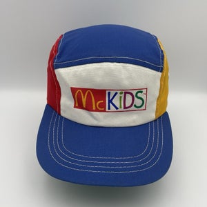 Vintage McDonalds McKIDS 4 Panel Multi Color Block Stretch Hat Cap 1987 Sz M/L?