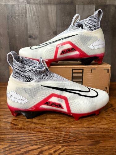 Nike Alpha Menace Elite 3 Football Cleats Size 11 White Red CT6648-103