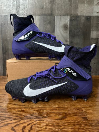 Nike Alpha Menace Elite 2 Black/Purple Football Cleat Men's Sz 11.5 BV2077 011 New