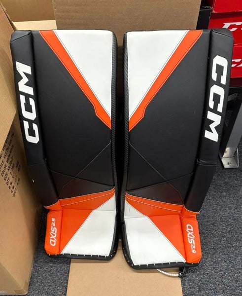 Black & Orange Intermediate CCM Axis 2.9 Goalie Leg Pads (Like New) | 31”+ 1”