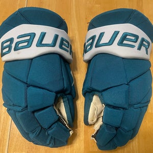 Pro Stock San Jose Sharks Bauer Vapor Hyperlite Gloves 14" (Used)