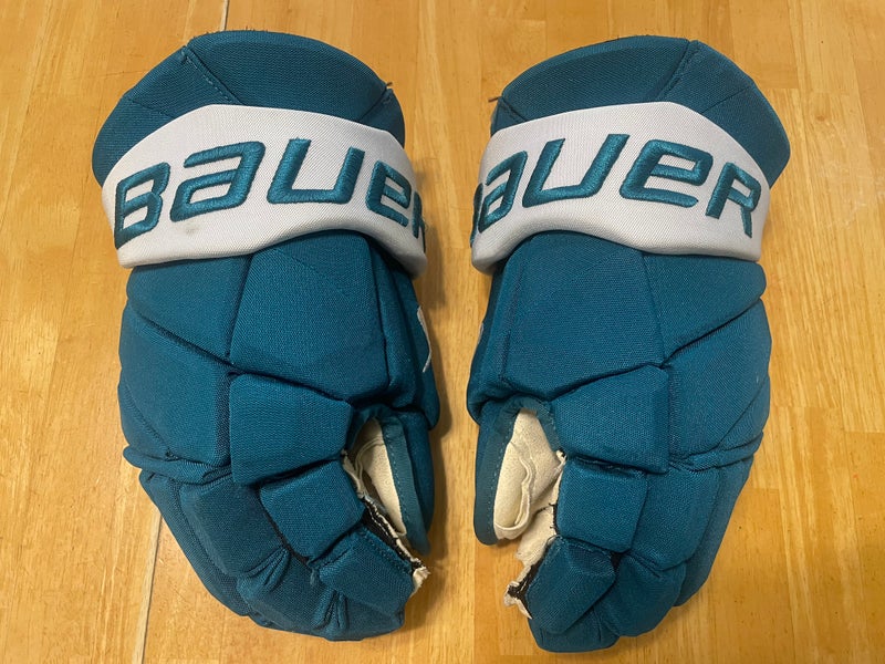 Pro Stock San Jose Sharks Bauer Vapor Hyperlite Gloves 14" (Used)