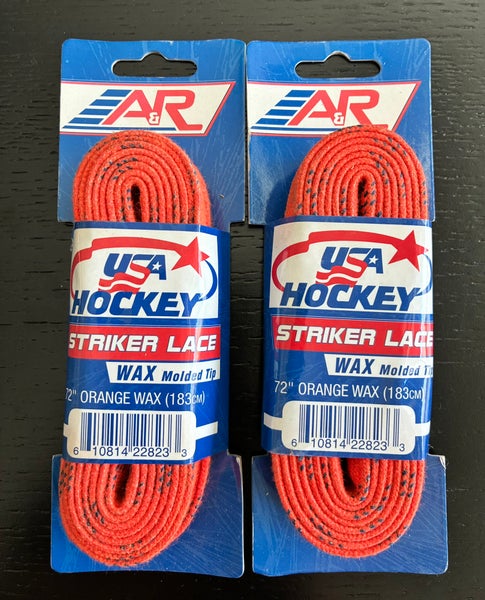 Two Pairs Wax Orange Hockey Laces, 72” New