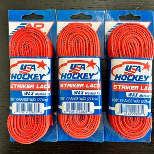 Three Pairs Wax Orange Laces, 108” New