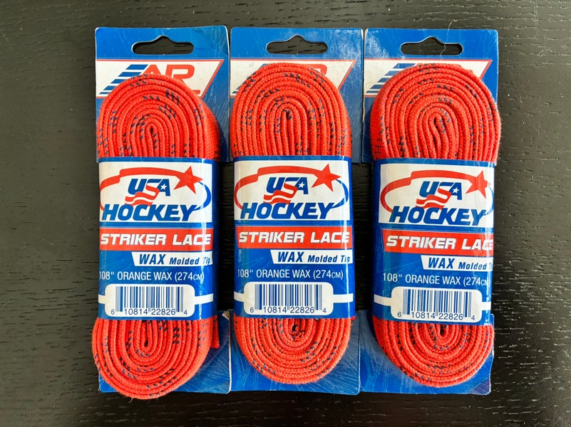 Three Pairs Wax Orange Laces, 108” New