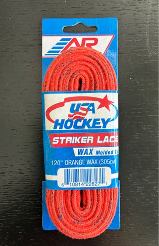 One Pair Wax Orange Hockey Laces, 120” New