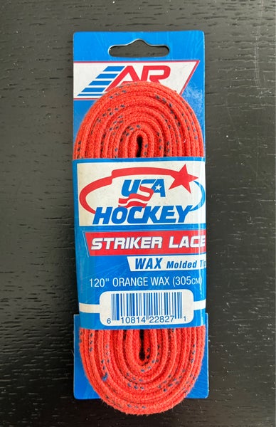 One Pair Wax Orange Hockey Laces, 120” New
