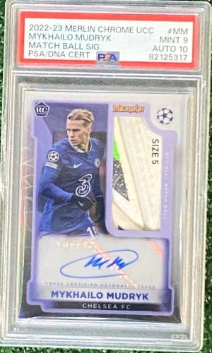 Mykhailo Mudrykx Case Hit PSA 9 Auto 10 22-23 Merlin Chrome Match Ball Pop 1