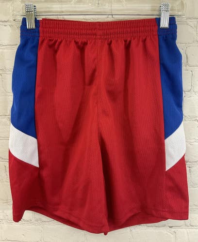 Alleson Athletic 80185 Girl's 100% Polyester Athletic Shorts Red Blue US Large