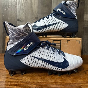 Nike Alpha Menace Elite 2 White Blue Men's Football Cleats BV2077-101 Sz 12.5