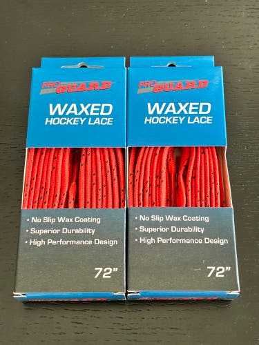 Two Pairs Wax Orange Hockey Laces, 72” New