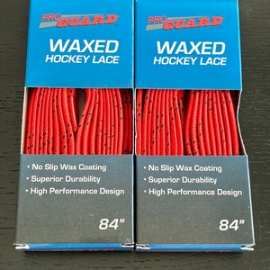 Two Pairs Wax Orange Hockey Laces, 84” New
