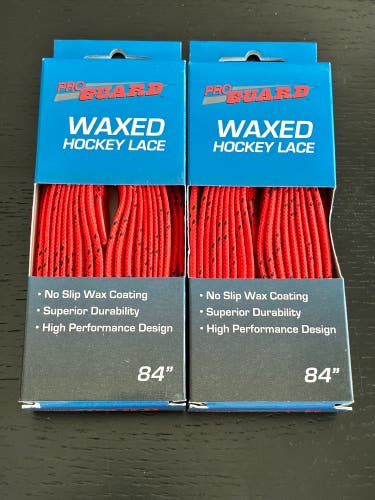 Two Pairs Wax Orange Hockey Laces, 84” New