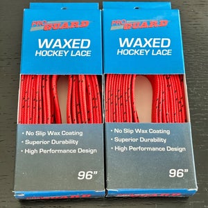 Two Pairs Wax Orange Hockey Laces, 96” New