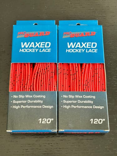 Two Pairs Wax Orange Hockey Laces, 120” New