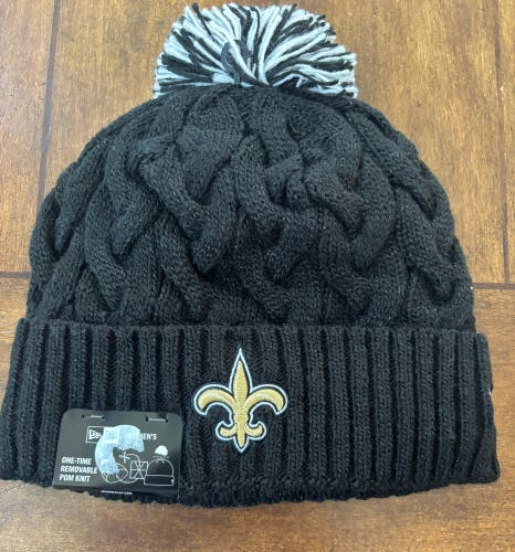 NEW ORLEANS SAINTS NEW ERA NFL KNIT REMOVABLE POM KNIT NWT