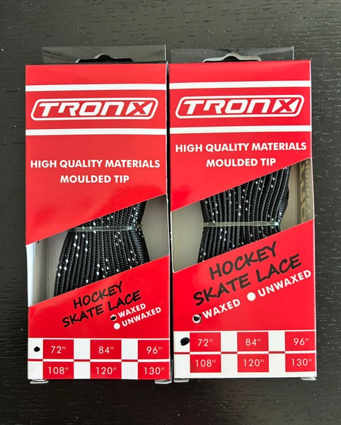 Two Pairs Wax Black Hockey Laces, 72” New