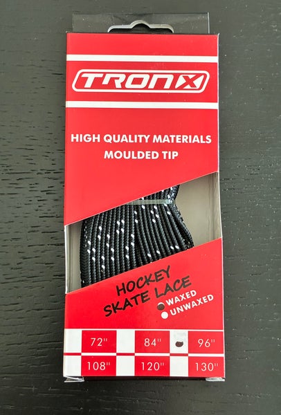 One Pair Waxed Black Hockey Laces, 96” New