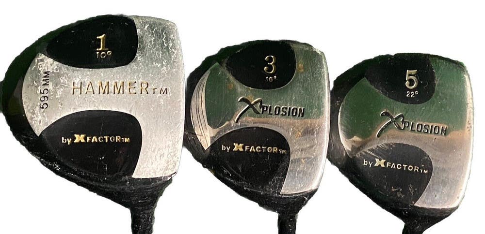 X-Factor Golf Hammer Wood Set Driver, 3w, 5w RH Aerospeed Graphite Good Grips