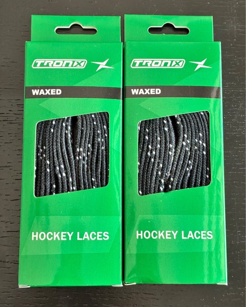 Two Pairs Wax Black Hockey Laces, 84” New