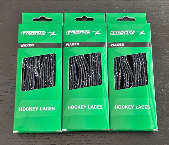 Three Pairs Wax Black Laces, 96” New