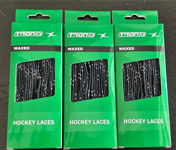 Three Pairs Wax Black Laces, 120” New