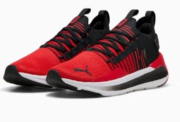 PUMA Mens SOFTRIDE Symmetry Fuzion Running Shoes - RED/BLACK - 9.5