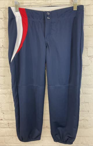 Teamwork Youth 100% Polyester Baseball Pants Navy Red White Medium 28-30