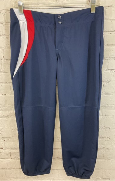 Teamwork Youth 100% Polyester Baseball Pants Navy Red White Medium 28-30
