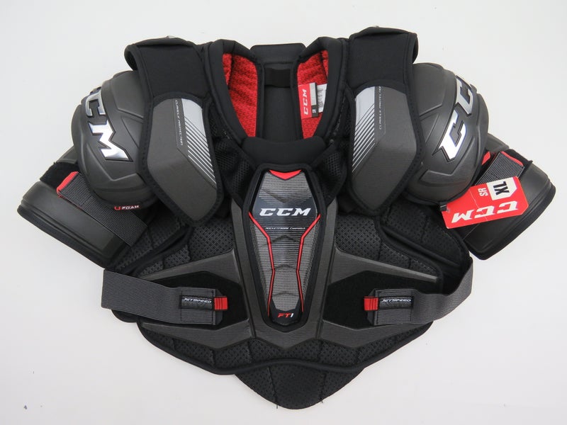 CCM JetSpeed FT1 NHL Pro Stock Hockey Shoulder Pads Black XL