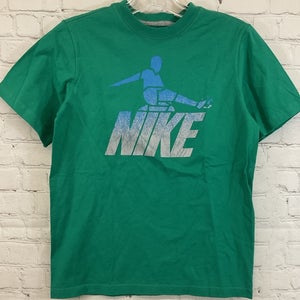 Nike Logo Youth Size Medium Green Tee Shirt Active Printed Gradient Soccer Decal