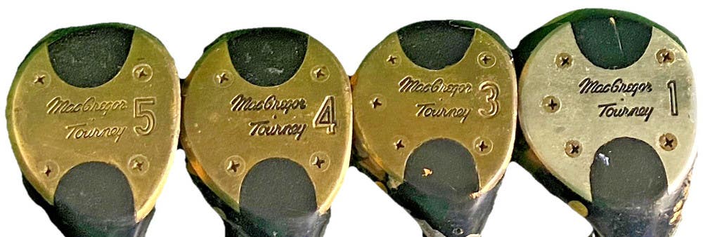 MacGregor Tourney Persimmon Wood Set 1w,3w,4w,5w RH Men's Steel Lamkin Grips