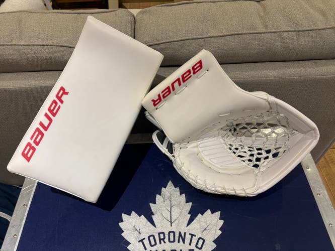 Brand New Pro Stock Bauer Digiprint Pro Goalie Glove & Blocker Set Martin