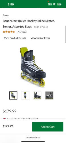 Bauer Inline Skates Size 8 (New)