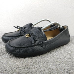 Michael Kors Sutton Womens 8 Shoes Leather Moccasin Flats Black Leather Slip On