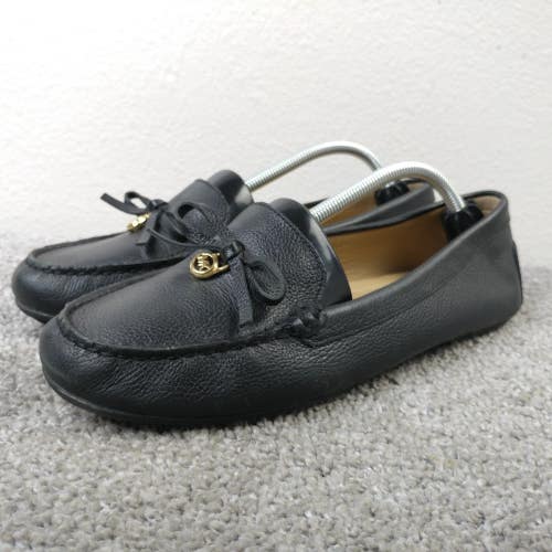 Michael Kors Sutton Womens 8 Shoes Leather Moccasin Flats Black Leather Slip On