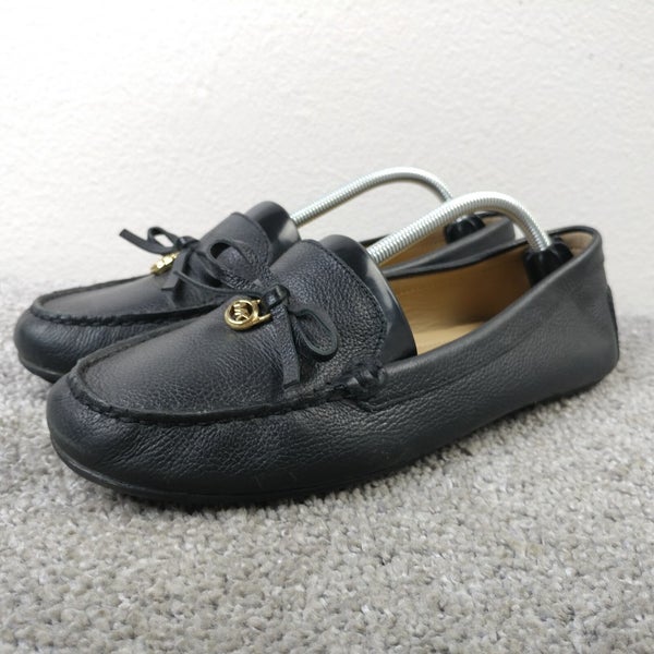 Michael Kors Sutton Womens 8 Shoes Leather Moccasin Flats Black Leather Slip On