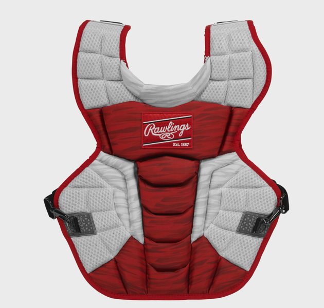 Rawlings Velo 2.0 Baseball Chest Protector Intermediate 15.5" Scarlet/White