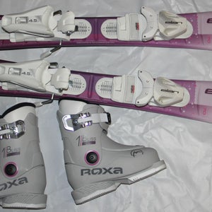 70 cm NEW 2026 ELAN SKY kids skis EL 4.5 size adjustable Bindings and 15.5 Mondo size boots ROXA