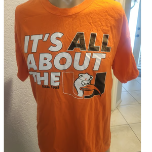 Miami Hurricanes It's All About the U Football T-Shirt Orange Moss SGA Men’s L