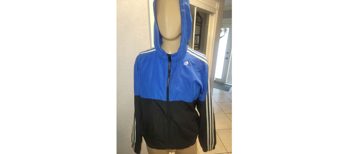 Vintage Adidas Track Jacket Mens Blue Full Zip Windbreaker Mesh Lined - Size Small