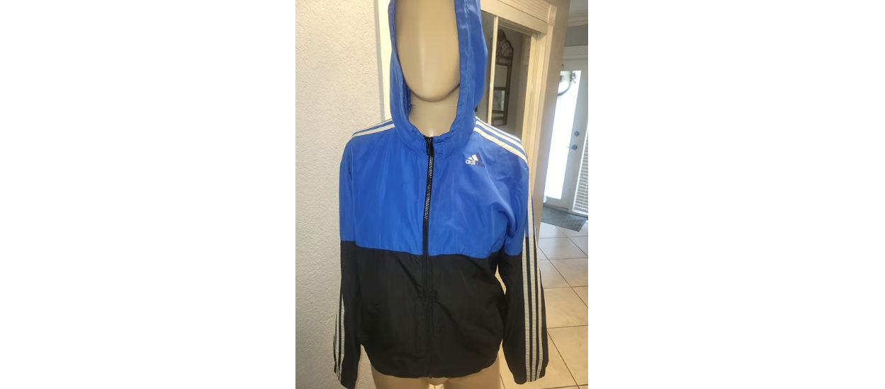 Vintage Adidas Track Jacket Mens Blue Full Zip Windbreaker Mesh Lined - Size Small