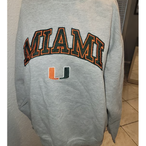 Miami Hurricanes UM Sweater Womens Gray Full Zip Hoodie Sweatshirt - Large