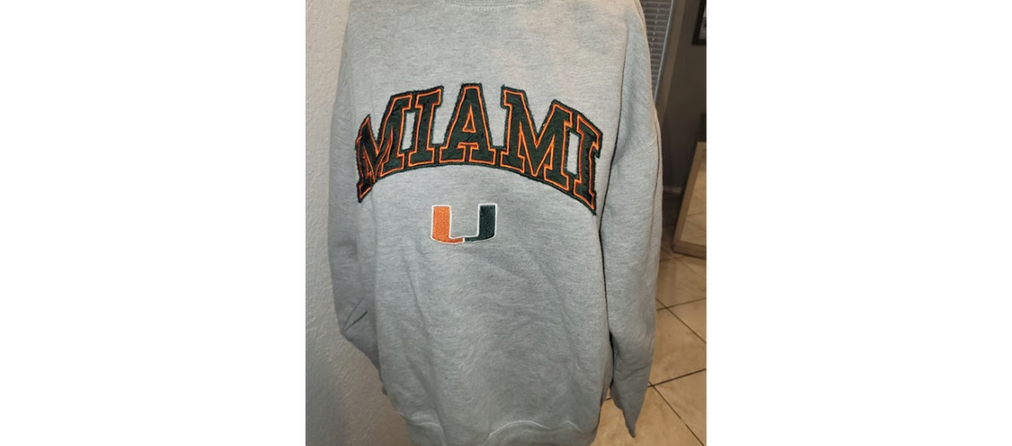 Miami Hurricanes UM Sweater Womens Gray Full Zip Hoodie Sweatshirt - Large