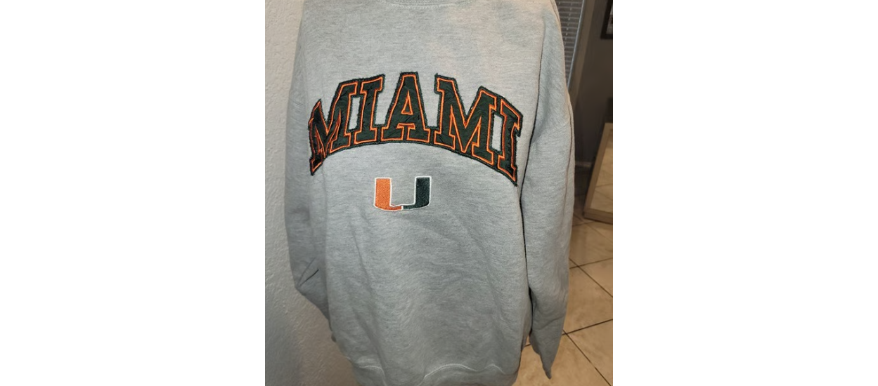Miami Hurricanes UM Sweater Womens Gray Full Zip Hoodie Sweatshirt - Large
