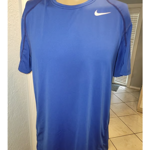 Nike Pro Dri Fit Mens T Shirt L Royal Blue Short Sleeve Fitted Logo - Size L