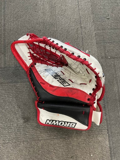 Used BROWN ELITE CATCHER Senior Goalie Catcher White/Red/Navy 11614-S000219561