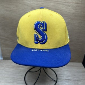 Seattle Mariners New Era Timeline Collection Gold Blue 7 1/8 Cooperstown Hat